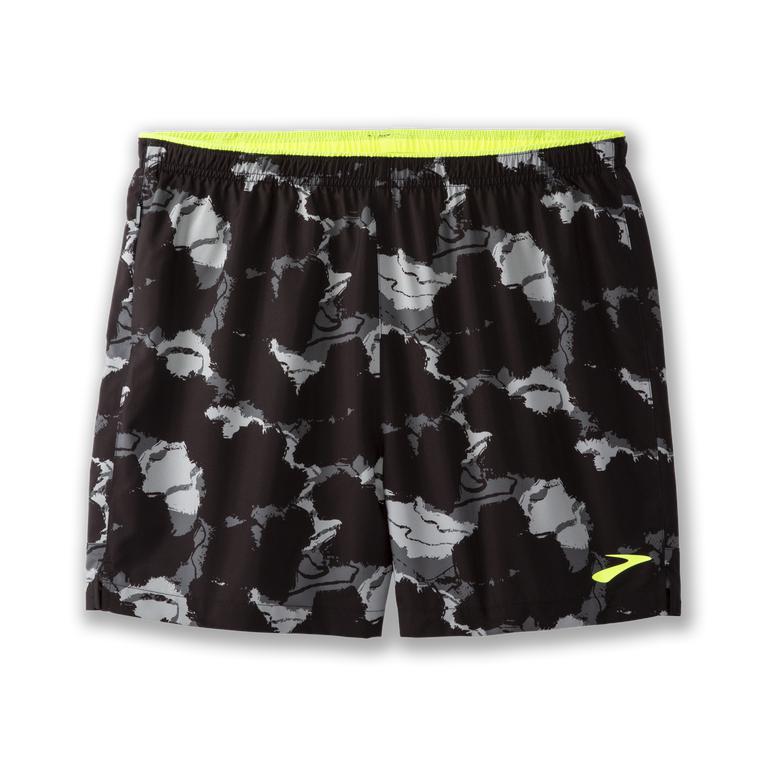 Brooks Mens Go-To 5 Running Shorts - Black/Concrete Camo (613475-SRD)